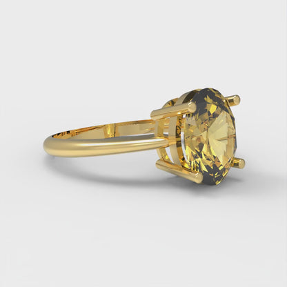 2 cttw Natural Citrine Solitaire  Engagement Ring - Solid Gold (Oval Cut,9x7mm)