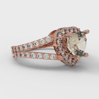 1.49 cttw Natural Morganite Hidden Halo Engagement Ring - Solid Gold (Heart Cut,6.5mm)