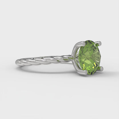 2 cttw Natural Peridot Solitaire  Engagement Ring - Solid Gold (Round Cut,8.0mm)