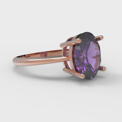 2.5 cttw Natural Amethyst Solitaire  Engagement Ring - Solid Gold (Oval Cut,9.5x7.5mm)