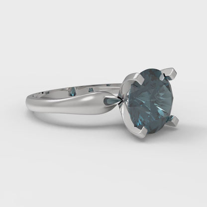 2.5 cttw Natural London Blue Topaz Solitaire  Engagement Ring - Solid Gold (Round Cut,8.5mm)