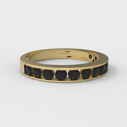 0.39 cttw Natural Onyx Round Cut Yellow Gold Eternity Wedding Band