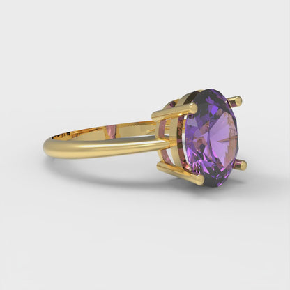 2 cttw Simulated Alexandrite Solitaire  Engagement Ring - Solid Yellow Gold (VVS1, Oval Cut,9x7mm)