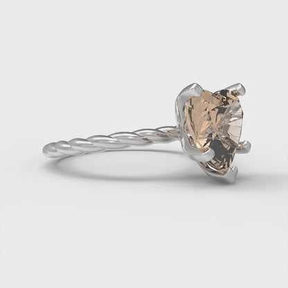 2 cttw Yellow Moissanite Solitaire  Engagement Ring - Solid Gold (Heart Cut,8mm)