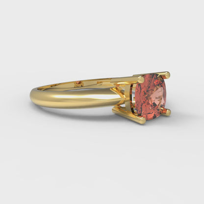 1 cttw Zirconia Simulated Red Diamond Solitaire  Engagement Ring - Solid Yellow Gold (VVS1, Cushion Cut,6mm)
