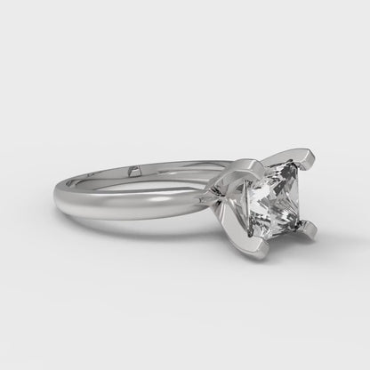 1 cttw Zirconia Simulated Diamond Solitaire  Engagement Ring - Solid Gold (VVS1, Princess Cut,5.5mm)