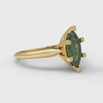 1 cttw Simulated Emerald Solitaire  Engagement Ring - Solid Gold (Marquise Cut,10x5mm)