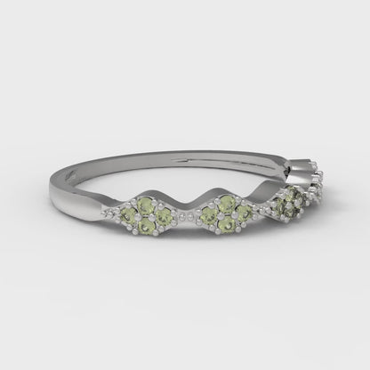 0.1 cttw Natural Peridot Round Cut White Gold Eternity Wedding Band