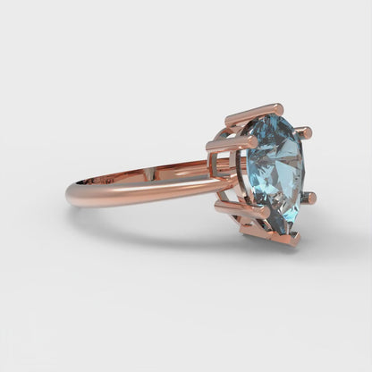 1.5 cttw Natural Swiss Blue Topaz Solitaire  Engagement Ring - Solid Gold (Pear Cut,9x6mm)