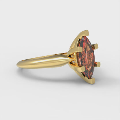 1 cttw Zirconia Simulated Red Diamond Solitaire  Engagement Ring - Solid Gold (VVS1, Marquise Cut,10x5mm)