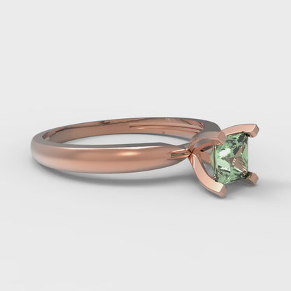 0.5 cttw Zirconia Simulated Green Diamond Solitaire  Engagement Ring - Solid Rose Gold (VVS1, Princess Cut,4.5mm)