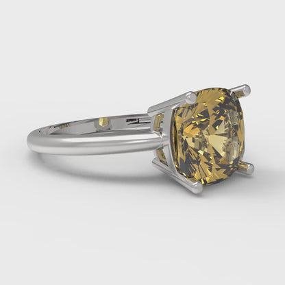 2.5 cttw Zirconia Simulated Yellow Diamond Solitaire  Engagement Ring - Solid Gold (VVS1, Cushion Cut,8mm)
