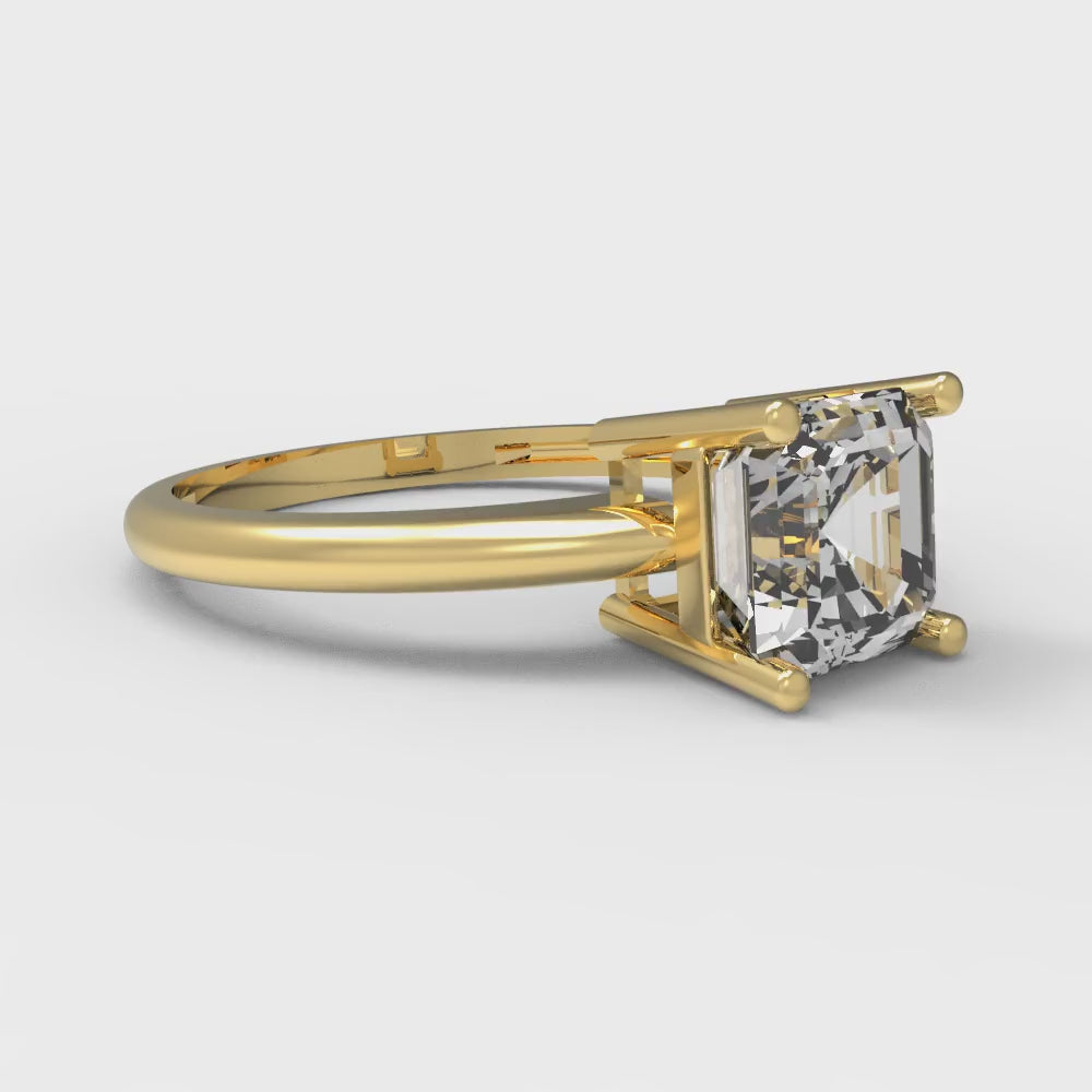 1 cttw Zirconia Simulated Diamond Solitaire  Engagement Ring - Solid Gold (VVS1, Asscher Cut,6mm)