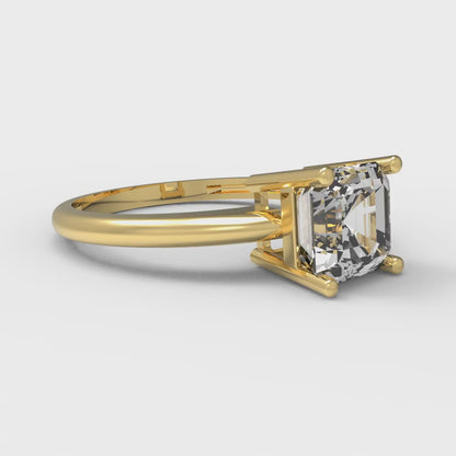 1 cttw Zirconia Simulated Diamond Solitaire  Engagement Ring - Solid Yellow Gold (VVS1, Asscher Cut,6mm)
