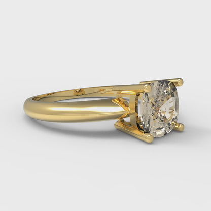 1.5 cttw Natural Morganite Solitaire  Engagement Ring - Solid Gold (Cushion Cut,6.5mm)