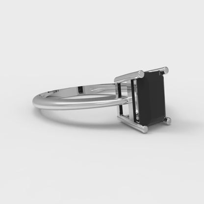 1 cttw Natural Onyx Solitaire  Engagement Ring - Solid Gold (Radiant Cut,7x5mm)