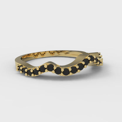 0.23 cttw Natural Onyx Round Cut Yellow Gold Eternity Wedding Band