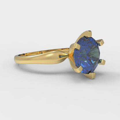 2.5 cttw Simulated Tanzanite Solitaire  Engagement Ring - Solid Gold (Round Cut,8.5mm)
