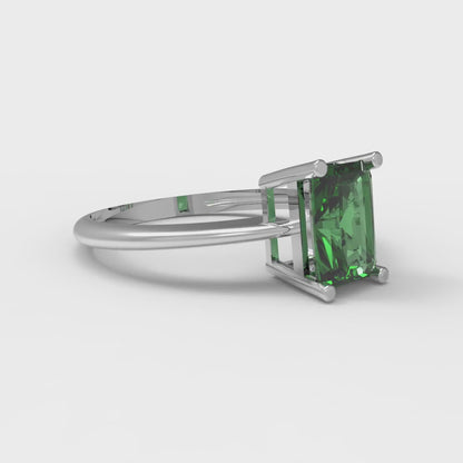 1 cttw Simulated Emerald Solitaire  Engagement Ring - Solid Gold (Radiant Cut,7x5mm)