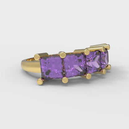 2.5 cttw Simulated Alexandrite Princess Cut Yellow Gold Eternity Wedding Band