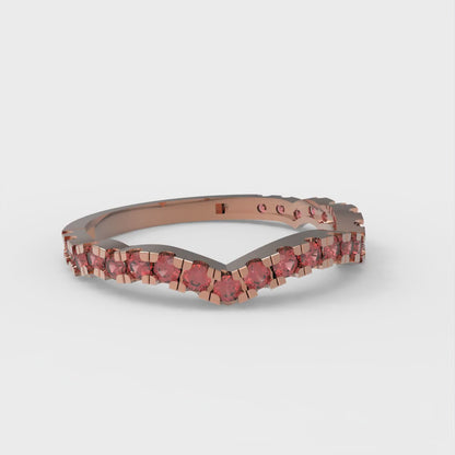 0.36 cttw Simulated Pink Tourmaline Round Cut Rose Gold Eternity Wedding Band