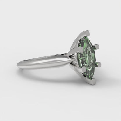 1 cttw Zirconia Simulated Green Diamond Solitaire  Engagement Ring - Solid Gold (VVS1, Marquise Cut,10x5mm)