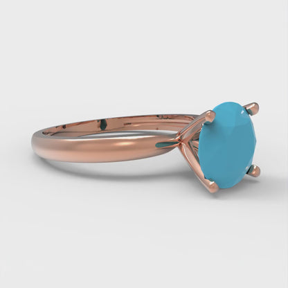 1.5 cttw Simulated Turquoise Solitaire  Engagement Ring - Solid Gold (Round Cut,7.5mm)