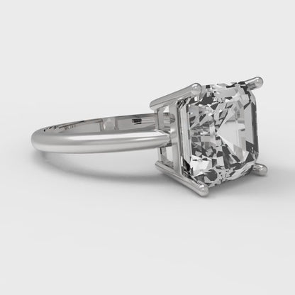 2.5 cttw White Sapphire Solitaire  Engagement Ring - Solid White Gold (VVS1, Asscher Cut,8.0mm)