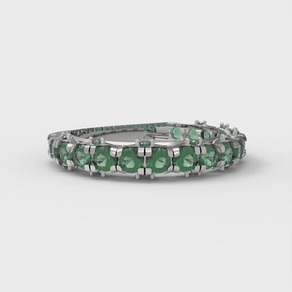 3.13 cttw Simulated Emerald Round Cut White Gold Eternity Wedding Band