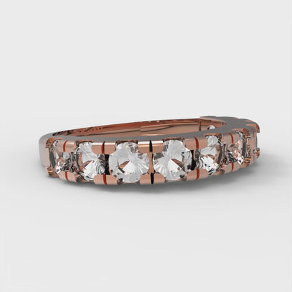 1 cttw White Sapphire Round Cut Rose Gold Eternity Wedding Band