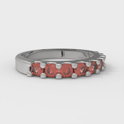 0.63 cttw Simulated Red Diamond Round Cut White Gold Eternity Wedding Band