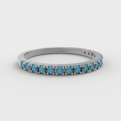 0.285 cttw Simulated Turquoise Round Cut White Gold Eternity Wedding Band