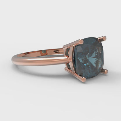 2.5 cttw Natural London Blue Topaz Solitaire  Engagement Ring - Solid Gold (Cushion Cut,8mm)