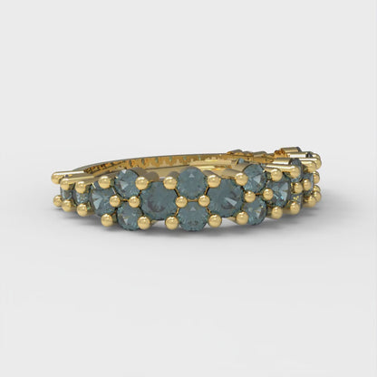 0.98 cttw Natural London Blue Topaz Round Cut Yellow Gold Eternity Wedding Band