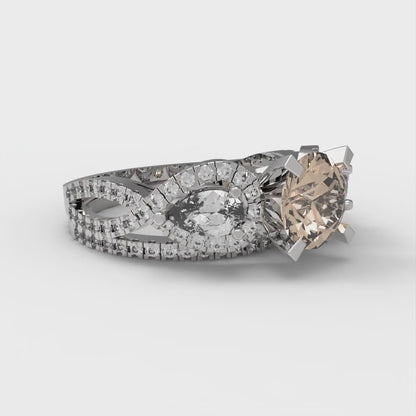 1.925 cttw Round Cut Yellow Moissanite Bridal Set - Solid White Gold Engagement Ring & Wedding Band