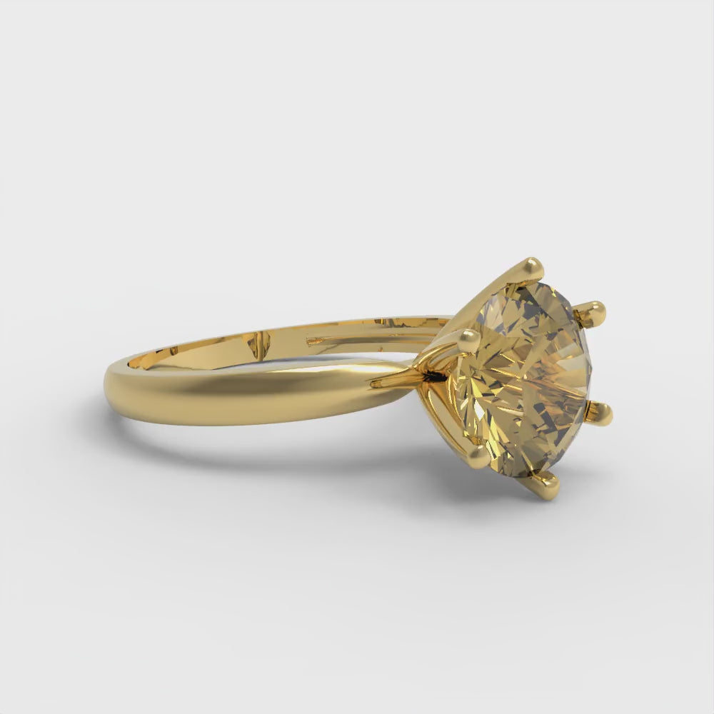 2 cttw Zirconia Simulated Yellow Diamond Solitaire  Engagement Ring - Solid Gold (VVS1, Round Cut,8.0mm)