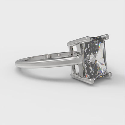 2 cttw Moissanite Solitaire  Engagement Ring - Solid White Gold (VVS1, Emerald Cut,8x6mm)