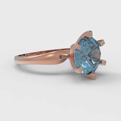 2.5 cttw Natural Aquamarine Solitaire  Engagement Ring - Solid Gold (Round Cut,8.5mm)