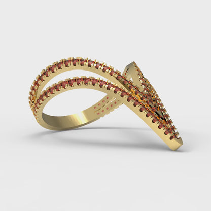 0.525 cttw Natural Garnet Statement Engagement Ring - Solid Gold (Round Cut,1.0mm)