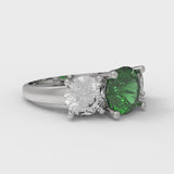 3.25 ct Brilliant Round Cut Simulated Emerald Stone White Gold Three-Stone Ring