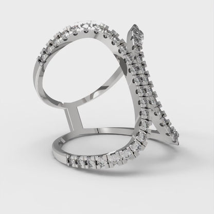 0.5 cttw White Sapphire Statement Engagement Ring - Solid White Gold (VVS1, Round Cut,1.3mm)