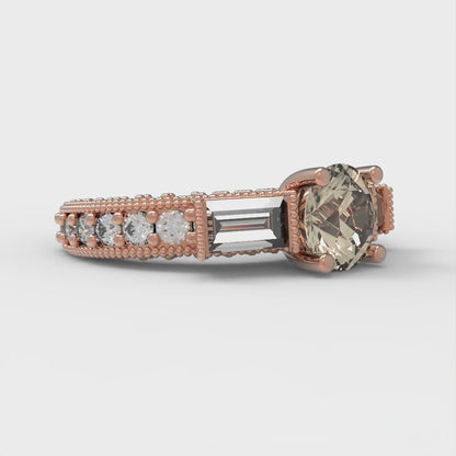 2.33 cttw Natural Morganite Three-Stone Engagement Ring - Solid Rose Gold (VVS1, Round Cut,6.5mm)
