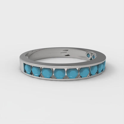 0.39 cttw Simulated Turquoise Round Cut White Gold Eternity Wedding Band