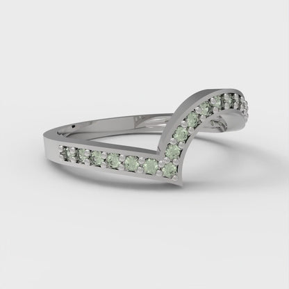 0.165 cttw Simulated Green Diamond Round Cut White Gold Eternity Wedding Band
