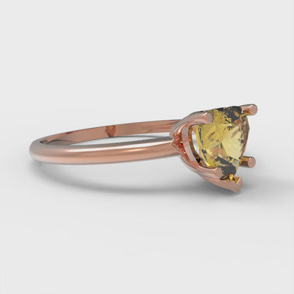 1.25 cttw Natural Citrine Solitaire  Engagement Ring - Solid Gold (Heart Cut,7.0mm)