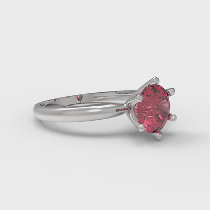 1 cttw Simulated Ruby Solitaire  Engagement Ring - Solid White Gold (VVS1, Round Cut,6.5mm)