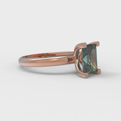 1 cttw Blue Moissanite Solitaire  Engagement Ring - Solid Gold (Emerald Cut,7X5mm)