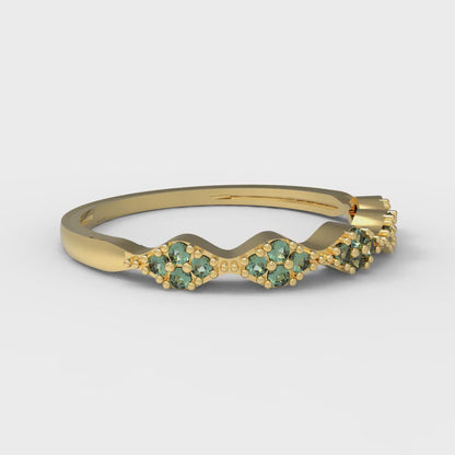 0.1 cttw Simulated Emerald Round Cut Yellow Gold Eternity Wedding Band