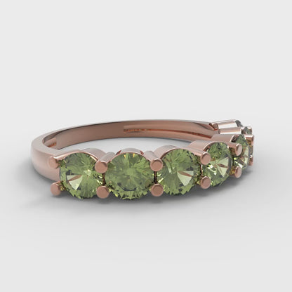 1.19 cttw Natural Peridot Round Cut Rose Gold Eternity Wedding Band
