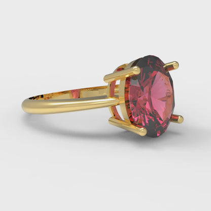 2.5 cttw Simulated Pink Tourmaline Solitaire  Engagement Ring - Solid Gold (Oval Cut,9.5x7.5mm)